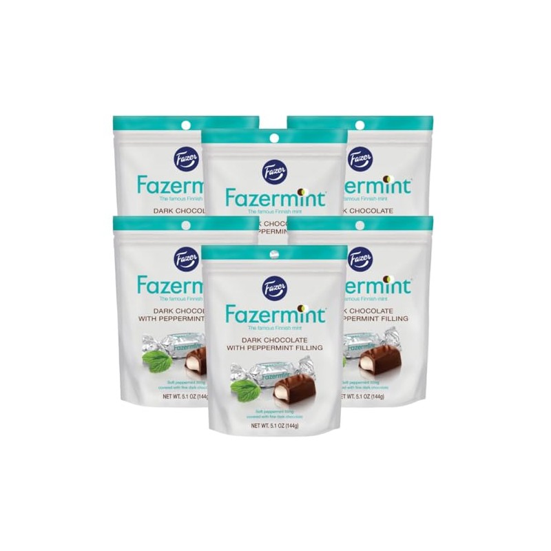 6 Pack Fazermints Dark Chocolate Peppermint Creams Bag