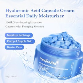 medicube Crema cpsula de cido hialurnico  Hidratacin de larga duracin 120H, cuidado de barrera y calmante hidratante facial diario para todo tipo de  