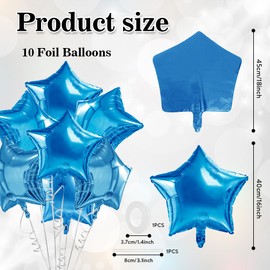 Blue Star Balloons 18 Inch Foil Balloons 10 PCS Star Balloons Foil Happy Birthday Balloons Star Balloons for Wedding Valentine Birthday Party Decorations Supplies Mylar Balloons