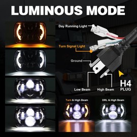 YUGUANG 5x7 7x6 LED Headlights, H6054 LED Headlights Hi/Low Beam DRL Amber Turn Signal DOT Approved, 2PCS