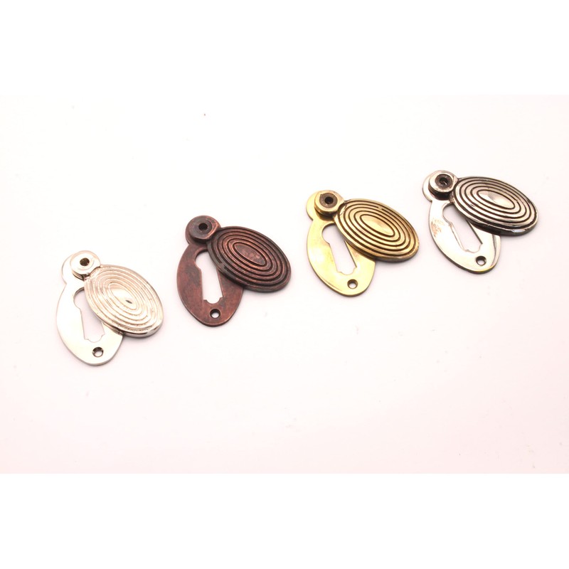 Oval Shaped Beehive/Reeded Door Lock Keyhole Escutcheons in Various Finishes