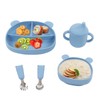 5pcs Baby Feeding Kit Food Grade Silicone Bear Design Plate