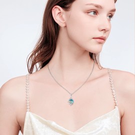 Whale Necklace 925 Sterling Silver Ocean Theme Necklace Whale Pendant with Blue Mermaid Scales Whale Jewellery Gifts for Women Girls, Sterling Silver, Cubic Zirconia