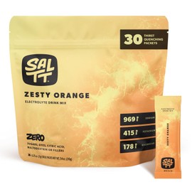 SALTT Electrolytes Powder Flavored Drink Mix - Zesty Orange - 30 Hydration Packets - Magnesium, Potassium, Sodium, Trace Minerals - Zero Sugar & Gluten Free - Travel Essentials