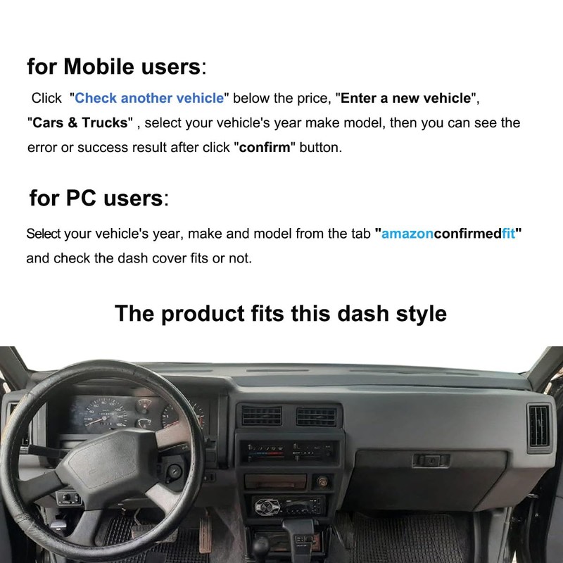 Dash Cover Mat Custom Fit for Nissan Pathfinder D21 Hardbody