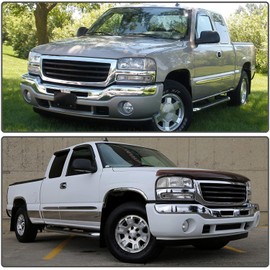 Headlight Assembly for 1999-2006 GMC Sierra 1500 2500 3500,00-06 Yukon XL Headlamp with Bumper Lights, Chrome Housing Clear