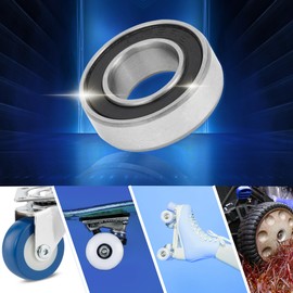 ACROPIX 688-2rs Deep Groove Ball Bearings P6 8x16x5mm Lubricated Bearings Double Rubber Seal Black Silver Tone Scooter Skateboard Wheel - Pack of 10