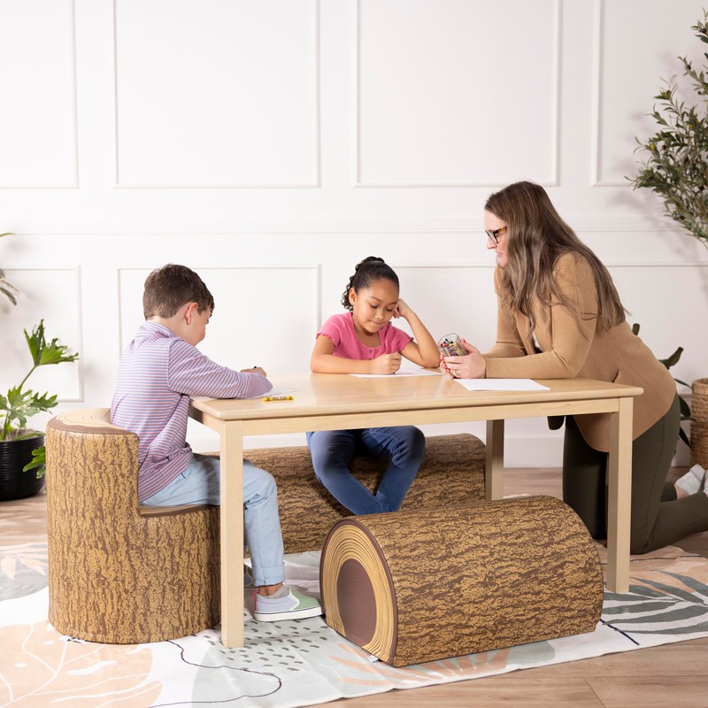 ECR4Kids SoftZone Tree Log Chair, 12in, Flexible Seating, Chocolate