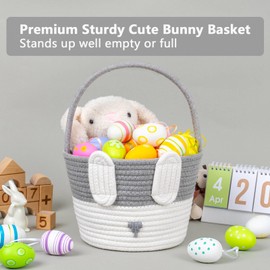 CubesLand Easter Basket,Easter Baskets for Gifts Empty,Easter Basket for Kids Girls,Boys,Toddler,Baby First Easter Basket,Children Easter Egg Hunt Basket,Easter Bunny Basket Grey 9.05 x 7.08 x 7.08