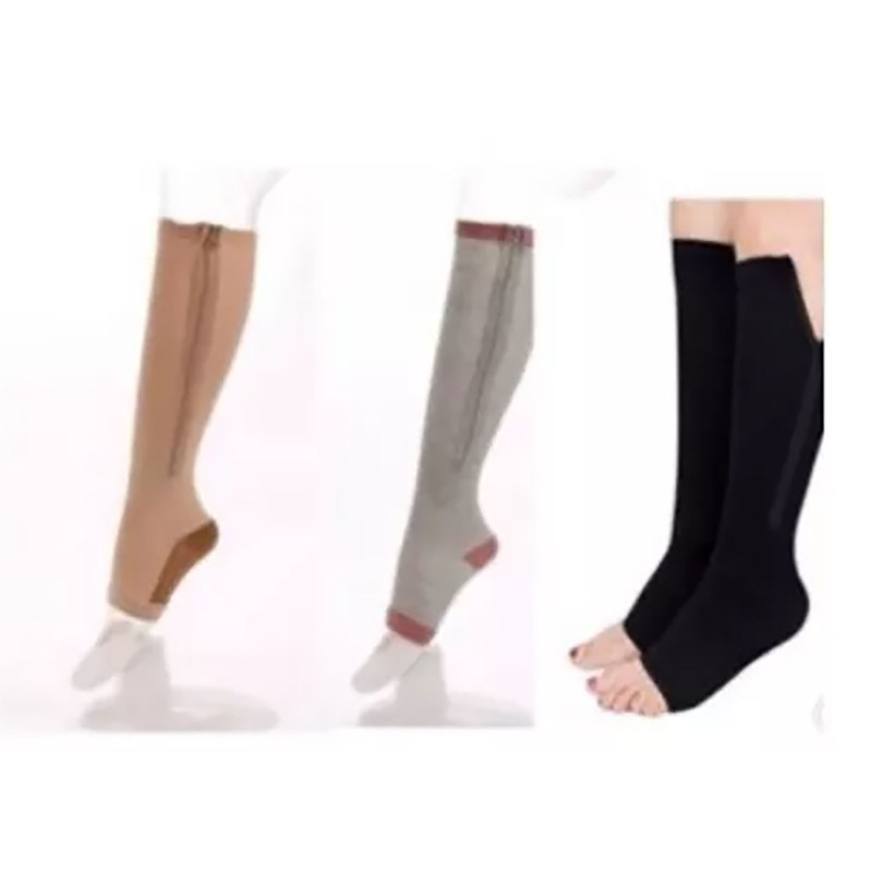 3 Pairs Zipper Compression Socks Nylon Open Toe Compression Socks