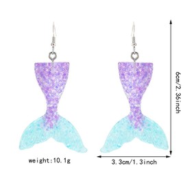 CHUNYANAN Unique Elegant Colorful Princess Mermaid Dangle Drop Earrings for Women Lovely Temperament Sparkly Bohemian Earrings Jewelry Gift (Colorful Princess Mermaid Earrings)