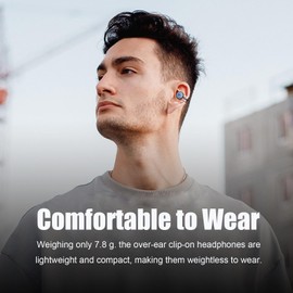 Clip On Headphones Open Earbuds Clip On Earbuds Open Ear Earbuds Wireless Bluetooth 5.3 Sport Earbuds Built-In Mic 56H Playtime Charging Case Ipx5 Waterproof Ear Buds Wireless for Exercise blue