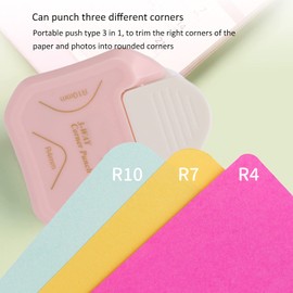 KW‑Trio Corner Rounder Punch, 3 in 1 Labor Saving Convenient Smoothness Portable Round Corner Cutter, R4 R7 R10 Paper Cutter for Business Card, Heat Shrinkable Film, Greeting Card