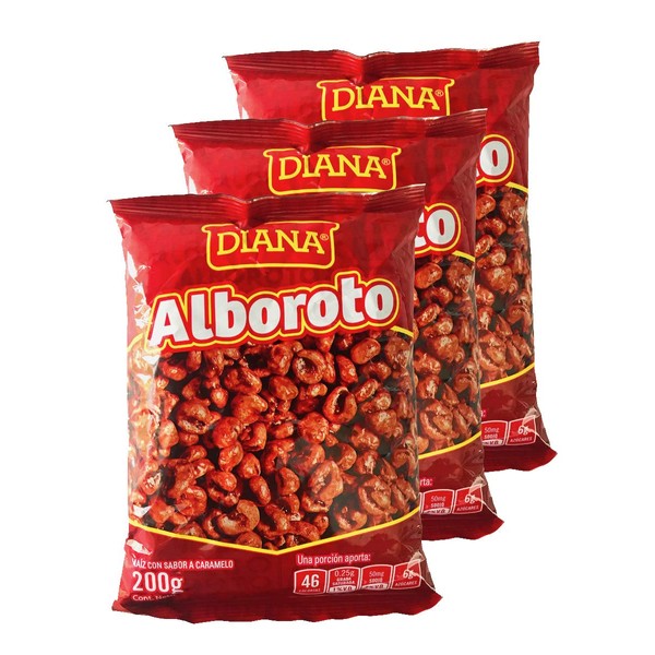 Diana - Alboroto Caramel Corn - 7.05 oz / 200 gr - 3 Pack