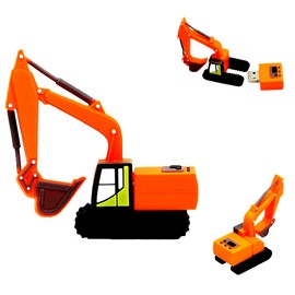 Unidad USB de excavadora naranja - Unidad flash de excavadora para niños y niñas - Unidad flash de moda - Regalos de regreso a la escuela (excavadora naranja)