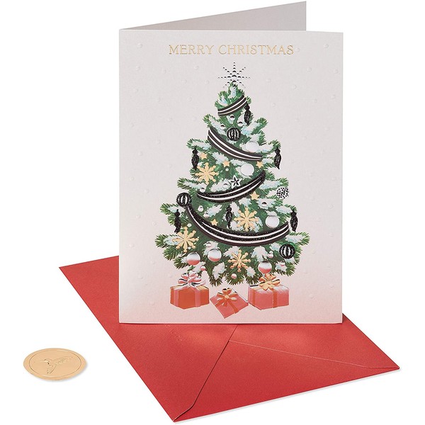 Papyrus Christmas Cards Boxed, Metallic Christmas Tree and Gifts (12-Count)