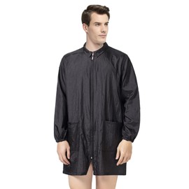 TOPTIE Long Sleeve Hair Care Jacket Haircut Cape for Nail Salon Black Medium