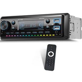 Zomolither Single Din Car Stereo Bluetooth Hands-free MP3 Media Player FM Receiver USB/TF/AUX 7 Color Backlight 1 Din Radio Player
