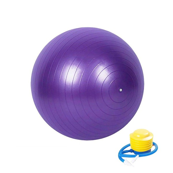 Boolavard Gymnastics Ball, Fitness Ball, Anti-Burst Stability Ball with Quick Pump, Professional Balance Ball for Pilates, Yoga, Core Strength, Birth Exercise (65 cm, M, Purple)