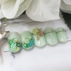 Green Flower Handmade Nail Tips - Short Ballerina / 그린플라워