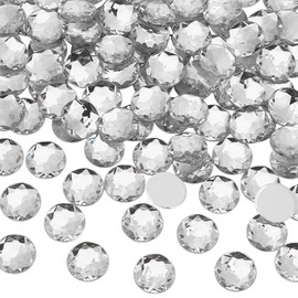 FINGERINSPIRE 100 Pcs 20mm Self-Adhesive Acrylic Clear Rhinestones with Container Flat Back Round Crystal Circle Gems Sparkling Plastic Rhinestone Stickers for Costume Making Cosplay Jewels Crafts
