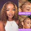 Punmasa 14 Inch Bob Wig Human Hair Highlight Ombre 13x6