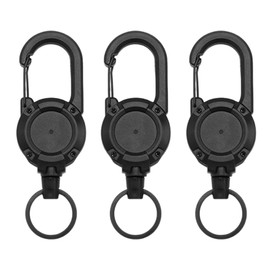 FveVqe 3PCS Retractable Keychain, Bearing force Durable Lanyard Retractable, Aesthetics Retractable Keyring for Outdoor, Key Chain Retractable Easy Attached to Belts backpacks(Black)