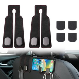 CARTIST Car Seat Double Hook, Headrest Hook, Reinforced Leather & Metal with Sponge Pad, Interior Double Sided Hook, For Car Storage, Car Storage Hook, Shopping, Luggage Hanging, Mobile Protection