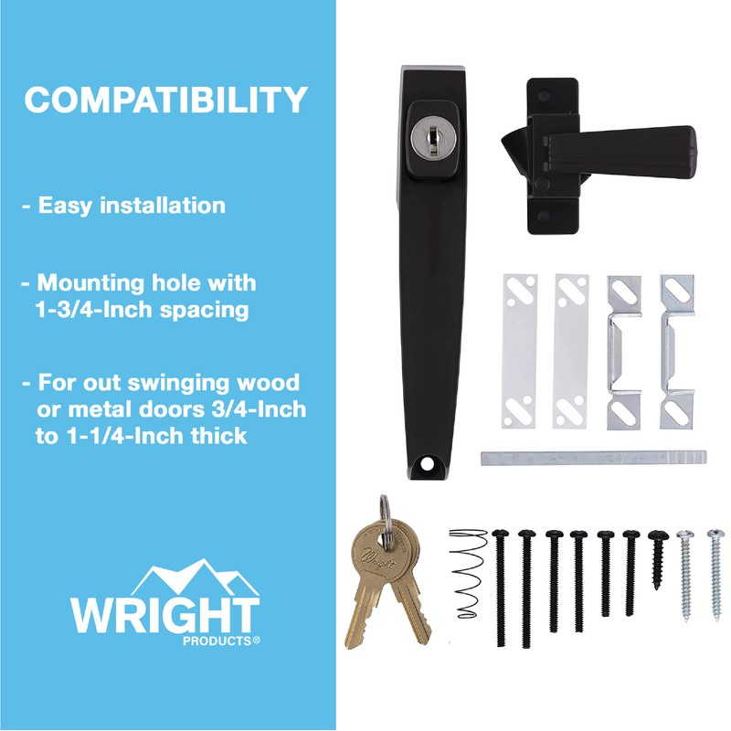Wright Products - Tie Down Keyed Push Button Door Latch