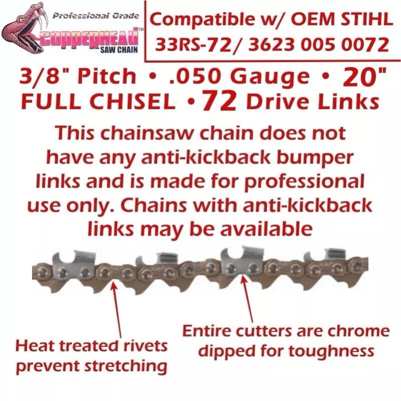 Rotary COPPERHEAD 2Pk 20" FULL CHISEL PRO Chains for HUSQVARNA
