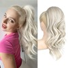 REECHO Ponytail Extension, Drawstring Ponytail Extension Long Wavy Layered Pony