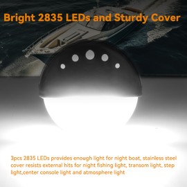 RVZONE Boat Courtesy Lights Waterproof Boat Interior Lighting Deck Lighting Night Fishing Lights Marine Center Console Cockpit Transom -Lights for Pontoon Runaboat Jon Wake Fishing Bass(White)