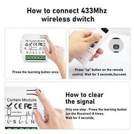 APKLVSR Wireless Roller Shutter Control Retrofit Set, Roller Shutter Switch Radio for Shutters, Blinds, Awnings, Awning Control, Consists of RF Remote Control + Receiver Module, Easy Assembly