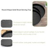 Serving Trays, Super Round, Black, Non-Slip Wooden Plates, 21 cm/24