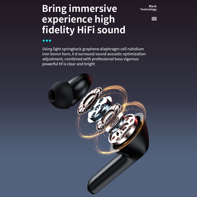 VG121 Digital Display In-Ear Sports BT Headphones Sport Earbuds