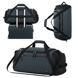 FIORETTO 45L Mens Sports Gym Bag with Wet Pocket & Shoe Compartment, Travel Duffle Bag Overnight Bag with Padded Shoulder Strap, Water-Resistant Holdall for Swimming, Basketball, Football Grey