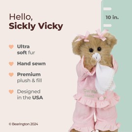 Bearington Sicky Vicky Get Well Soon Stuffed Animal Teddy Bear 10"