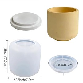 2 piezas de moldes grandes de tarro de resina en caja con tapa de silicona, moldes creativos de olla para joyería, dijes, portavelas, organizador, molde de planta, moldes de resina DIY, resina de