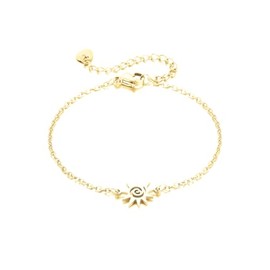 Gold Sun Bracelet Dainty Stainless Steel Sun Chain Bracelet Adjustable Sunshine Link Chain Bracelets Minimalist Jewelry for Women (Gold)