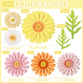 Paper Flowers Decorations for Wall,Spring Giant Daisy Artificial Flowers Bulletin Board Decoration 3D Floral Tissue Paper Flowers Hanging for Party Wedding Baby Shower Tea Party Backdrop Decor