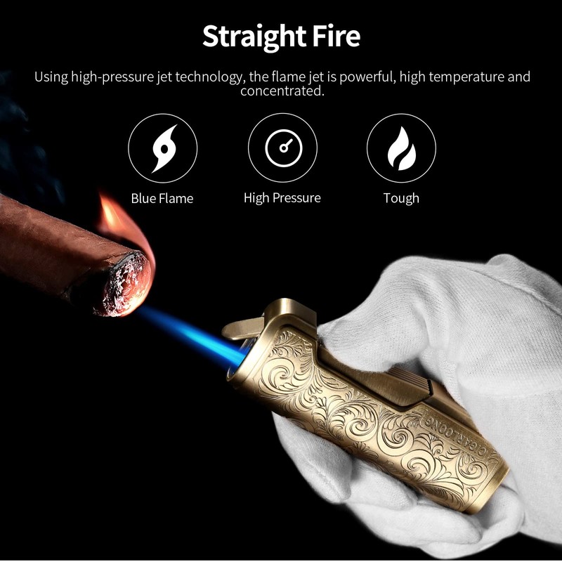 CIGARLOONG Cigar Cutter and Lighter Set Sharpening Blade Engraved Cigar