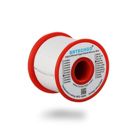 BNTECHGO 24 Gauge Silicone Wire Spool 50 ft White Flexible 24 AWG Stranded Tinned Copper Wire