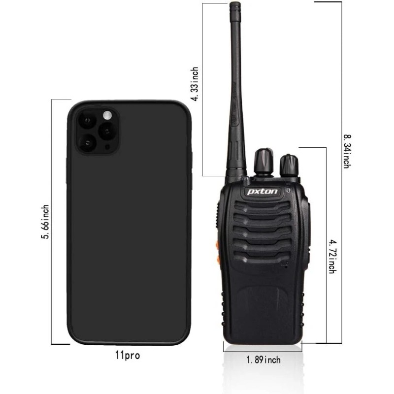 pxton 100 Mile Walkie Talkies Waterproof 4 Pack Two-Way Radios