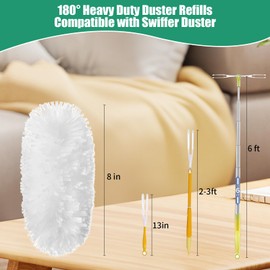 Senowi 30 Count Electrostatic Duster Refills Compatible with Swiffer Duster, Multi-Surface Dusting Refills, Microfibre Feather Dusters for Cleaning, White Unscented