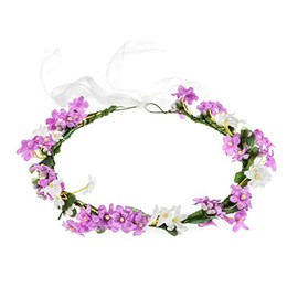 Love Sweety Nature Flower Crown Fruit Headband Boho Garland Wedding Photo Prop (A-White Purple)