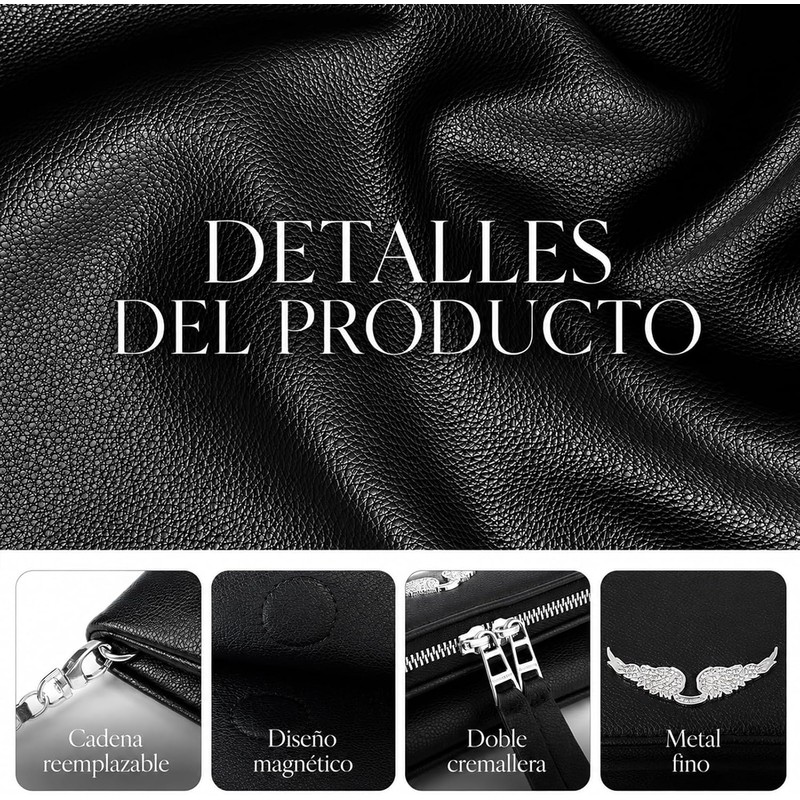 Bolso bandolera de piel para mujer, Bolso cruzado para mujer