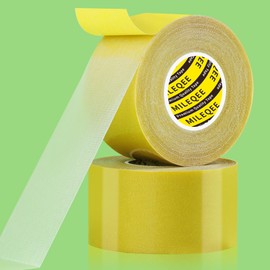 MILEQEE 2Pack Double-Sided Mesh Carpet Tape Heavy Duty, 2inx33FT (66FT Total), High Stickiness Strong 2 Sided Tape for Rugs,Durable Duct Cloth Tape,Multipurpose Tape Removable Residue-Free,Easy Tear