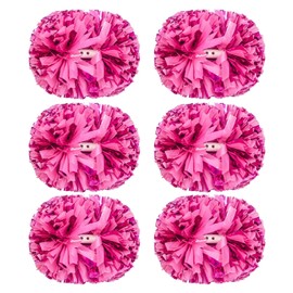 Extpro 6Pcs Cheerleading Pom Poms Matte Metallic Foil Cheer Pompoms with Baton Handle, Kids Adults Team Spirit Cheering Stuff for Sports Games Carnival (Mix Rose Pink)