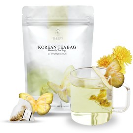 KKOKDAM Butterfly Tea Bags - Chrysanthemum - Korean Gift Set, Decaf Tea Bags, Fancy Tea Bags, Unique Tea Bags, Iced Tea Bags for Fancy Tea Sets - Butterfly Tea Bag Gift Set - 10 Korean Tea Bags