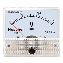 Heschen 85C1-150V Rectangle Panel Mounted Voltage Meter Voltmeter Tester DC 0-150V Class 2.5 White